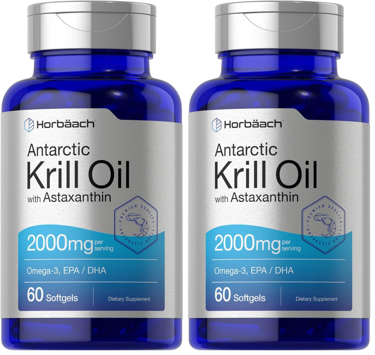 Horbäach Antarctic Krill Oil 2000mg bottle – front view