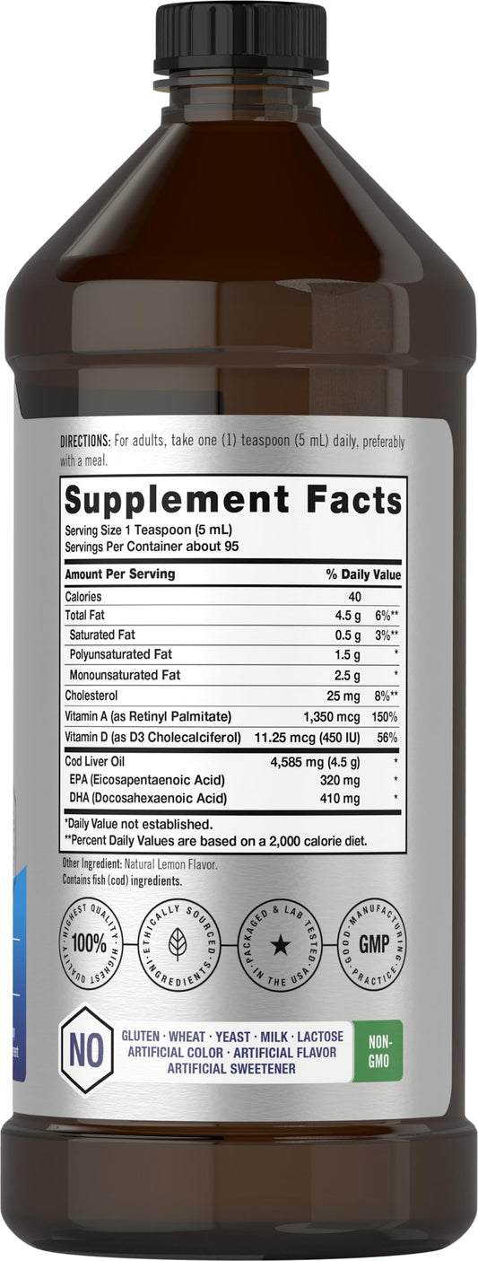 Two Horbäach Arctic Cod Liver Oil lemon flavor bottles - 16 oz each (image 2)