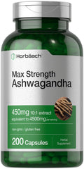 Horbäach Ashwagandha supplement bottle with 200 capsules