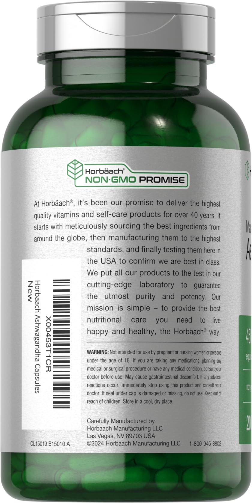 Ashwagandha label close-up showing ingredients