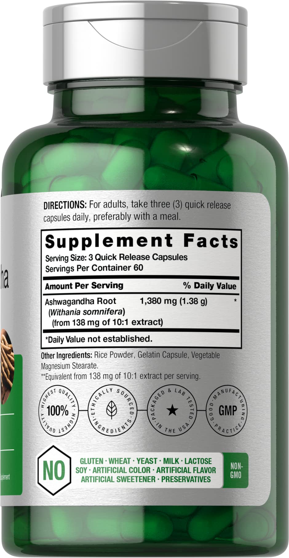 Label showing Non-GMO and Gluten Free