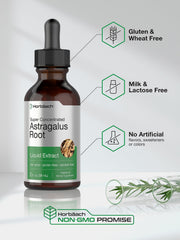 Gluten-free and Non-GMO labeling on Horbäach Astragalus packaging