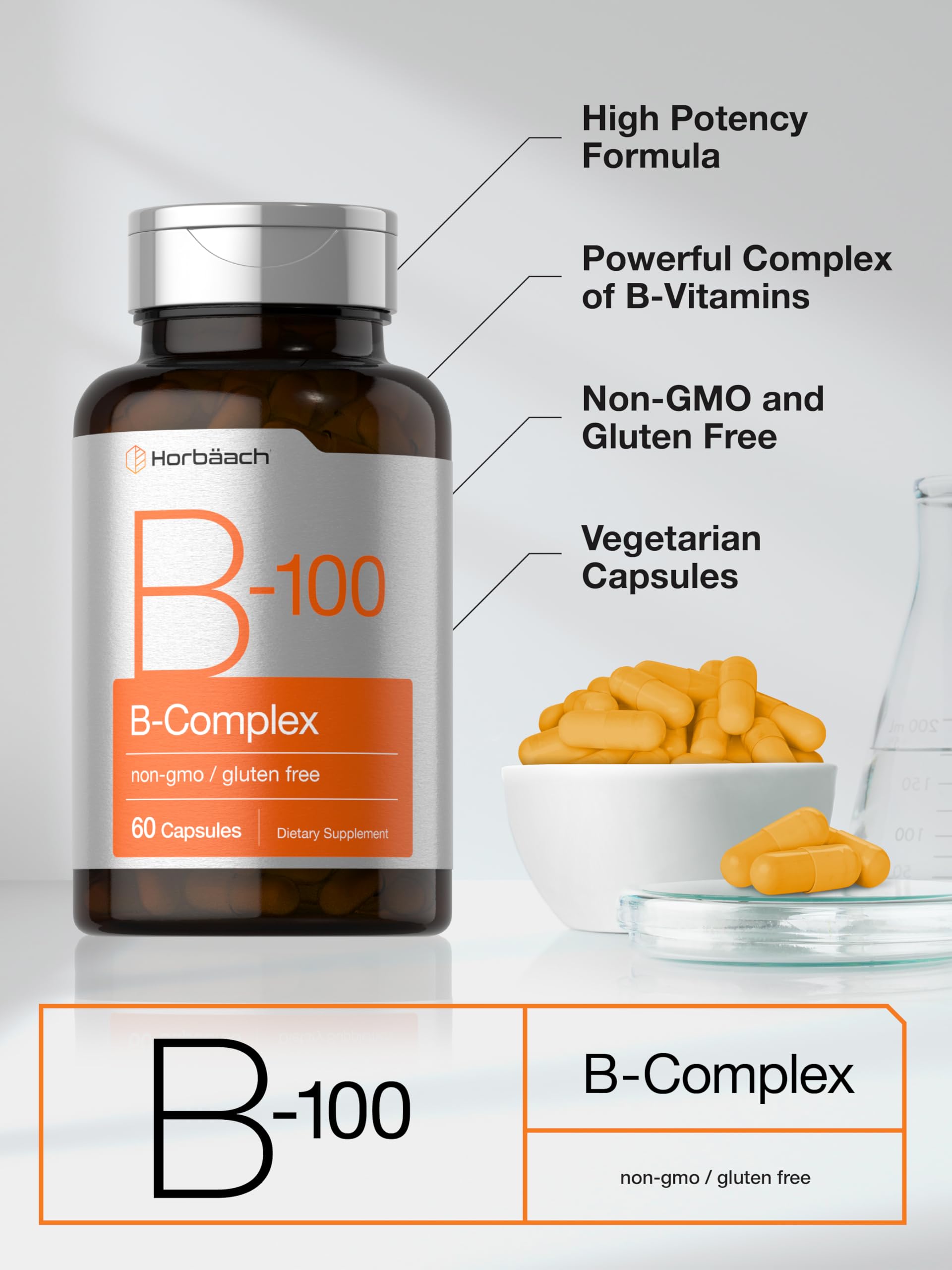 Vitamins B1, B6 and B12 in B-100 Complex formula