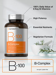 Close-up view of Horbaach Vitamin B-100 Complex tablets