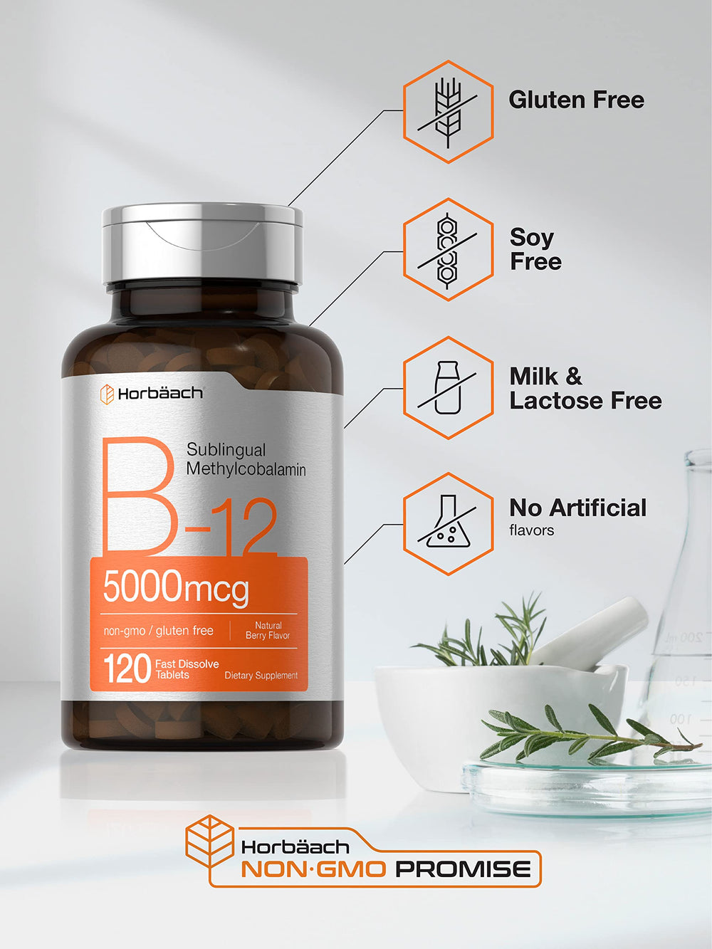Lab-tested Horbaach B12 5000 mcg ingredients label