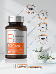 Pack of 2 Horbaach B12 Vitamin 5000 mcg bottles