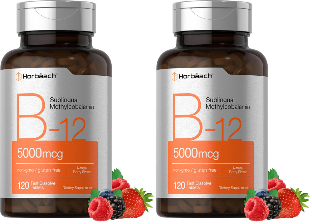 Horbäach B12 5000 mcg Sublingual Tablets, Berry Flavor, 120-count