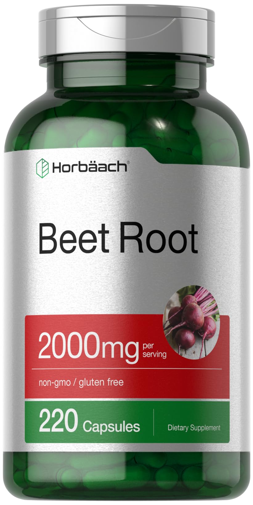 Bottle of Horbäach Beet Root Powder Capsules