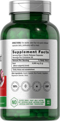 Nutrition facts label close-up on Horbaach Beet Root Powder Capsules