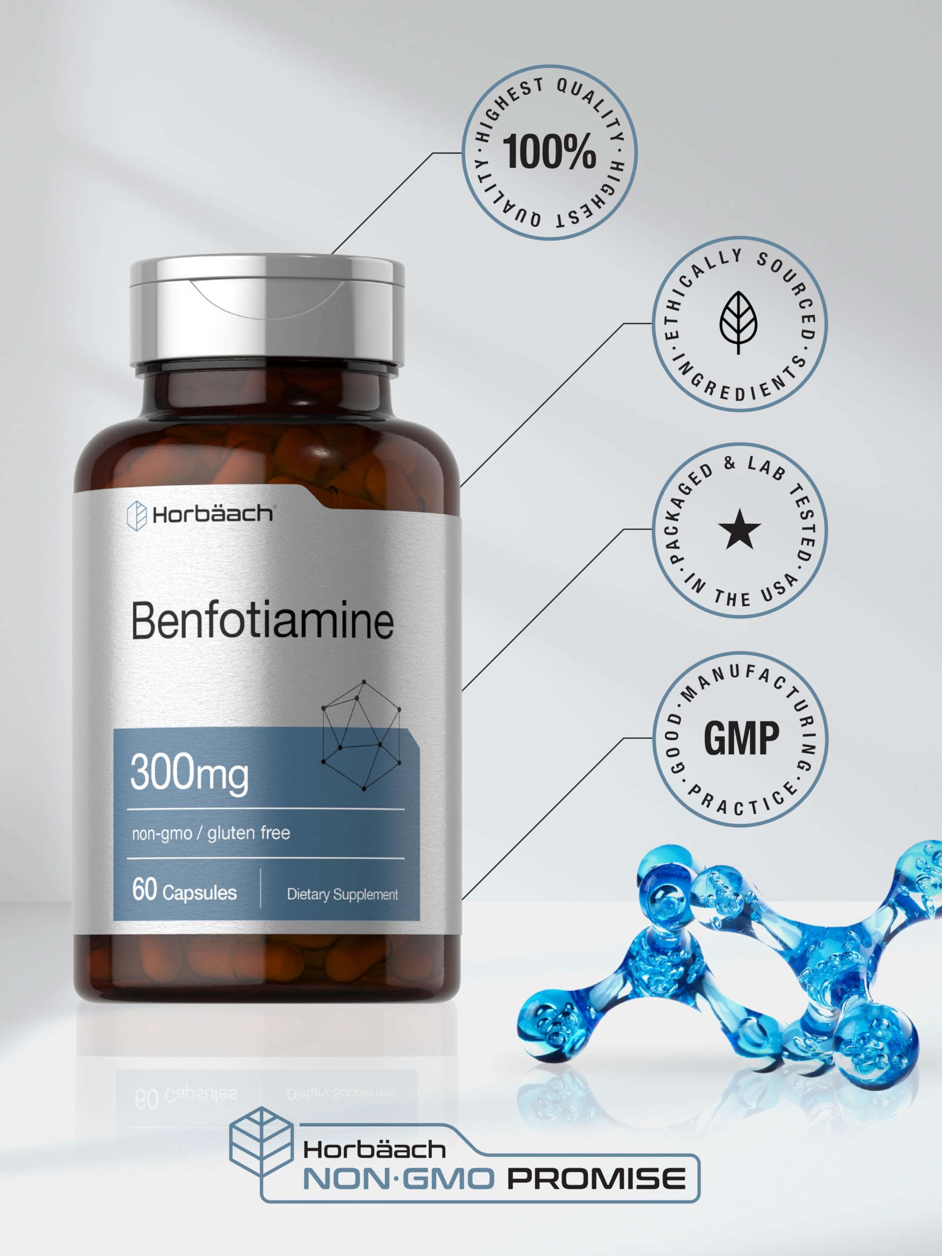 Supplement facts panel for Benfotiamine 300mg