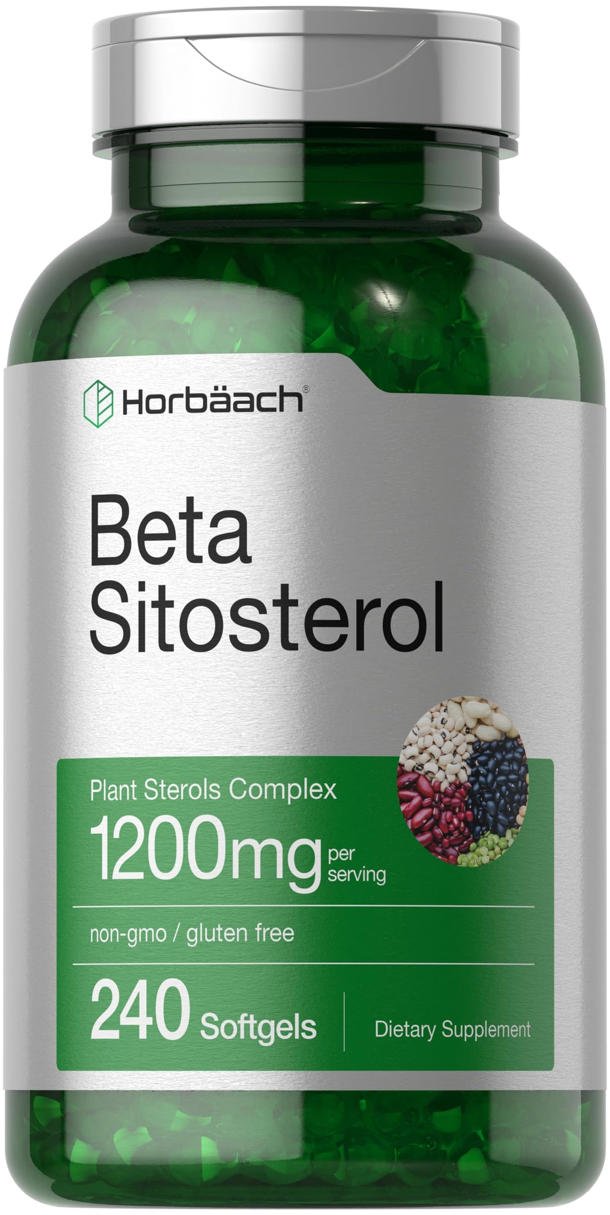 Front view of Horbäach Beta Sitosterol 1200mg 240 softgel bottle