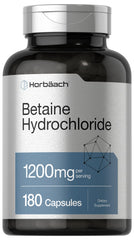 Horbäach Betaine HCl 1200mg bottle and label