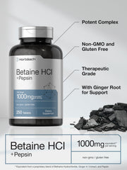 Ginger root and ingredients highlighted for Horbaach Betaine HCl with Pepsin