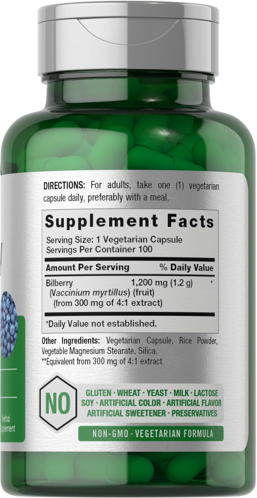 Close-up of Bilberry vegetarian capsules
