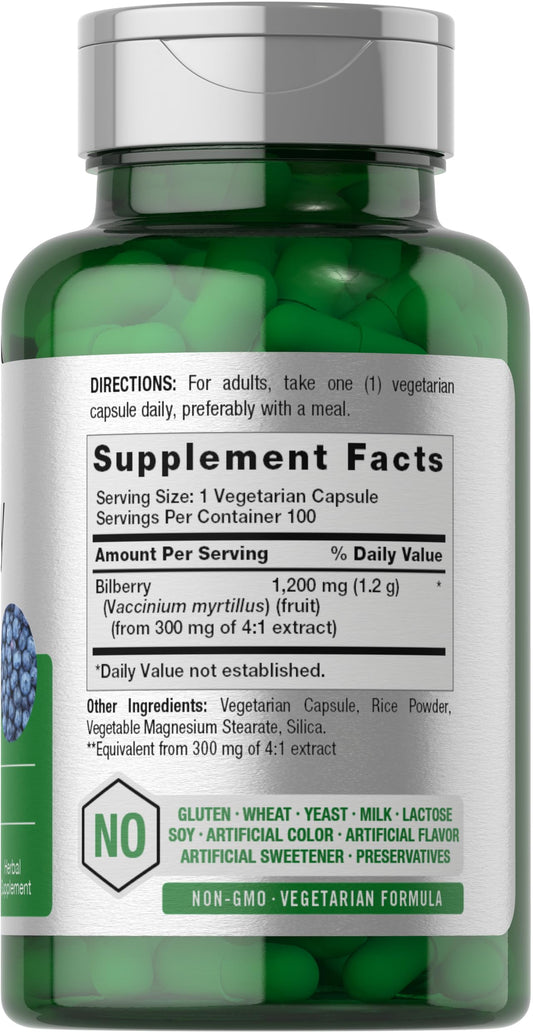 Close-up of Bilberry vegetarian capsules