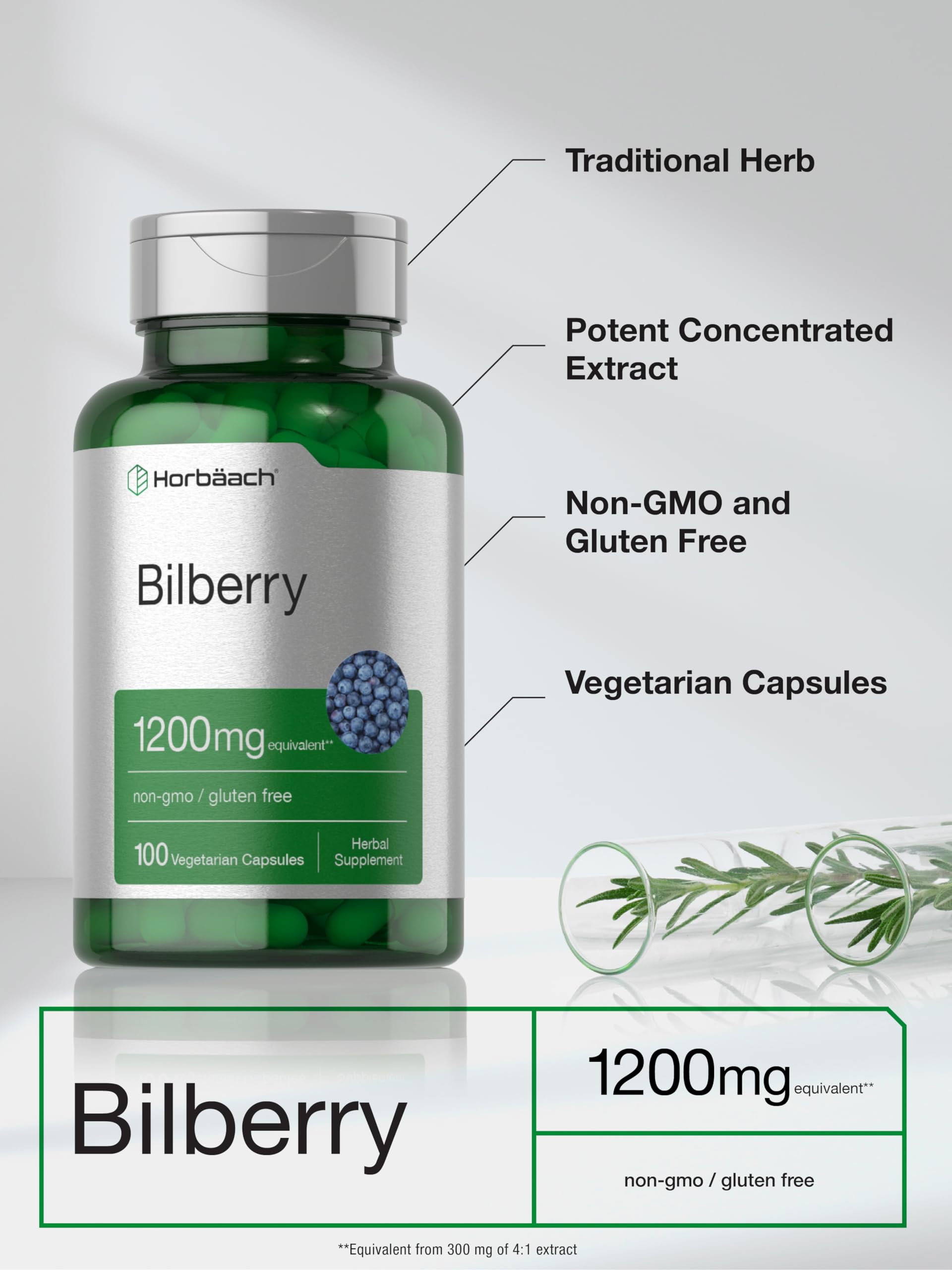 Ingredients and purity information on Horbäach label