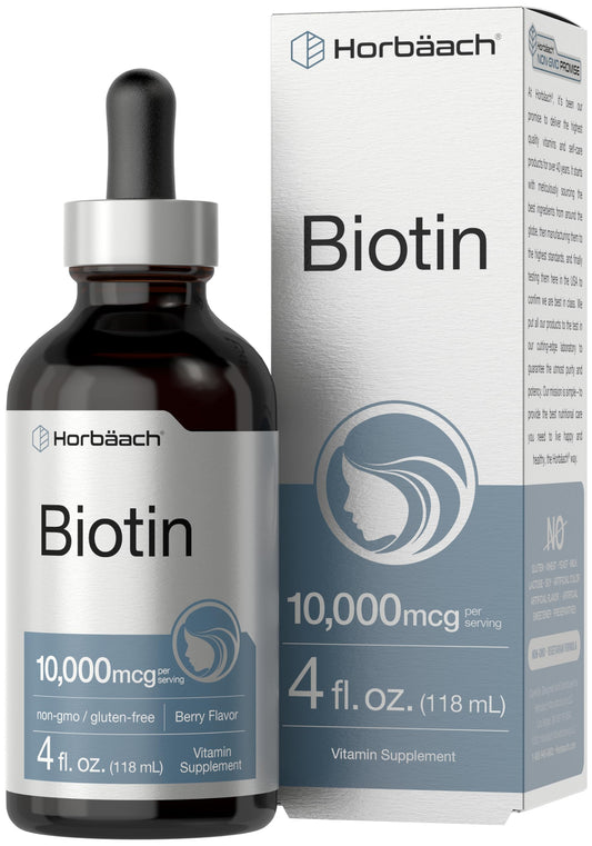 Horbäach Biotin Liquid Drops Berry Flavor bottle 10000 mcg