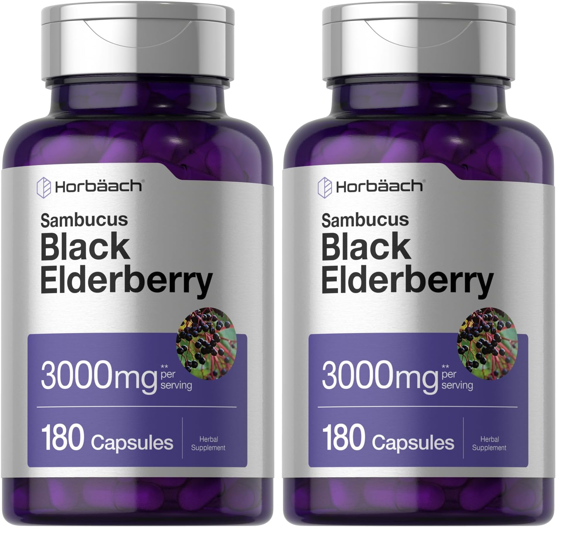 Hero image of Horbäach Black Elderberry 3000mg capsules pack of 2