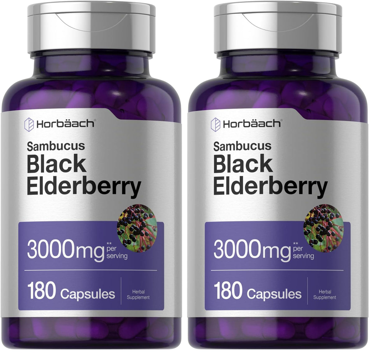 Hero image of Horbäach Black Elderberry 3000mg capsules pack of 2