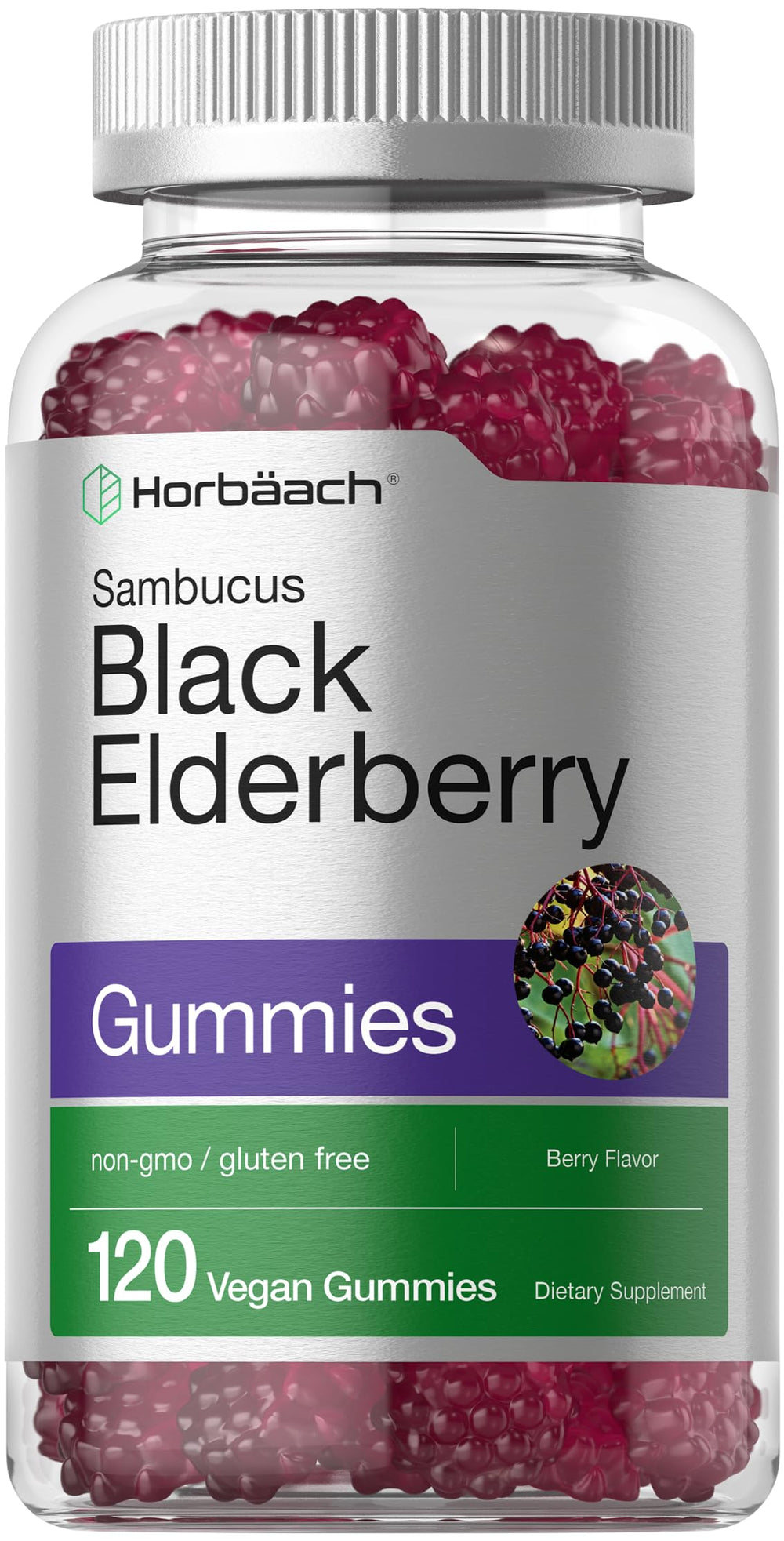 Horbaach Black Elderberry Gummies bottle - 120 count