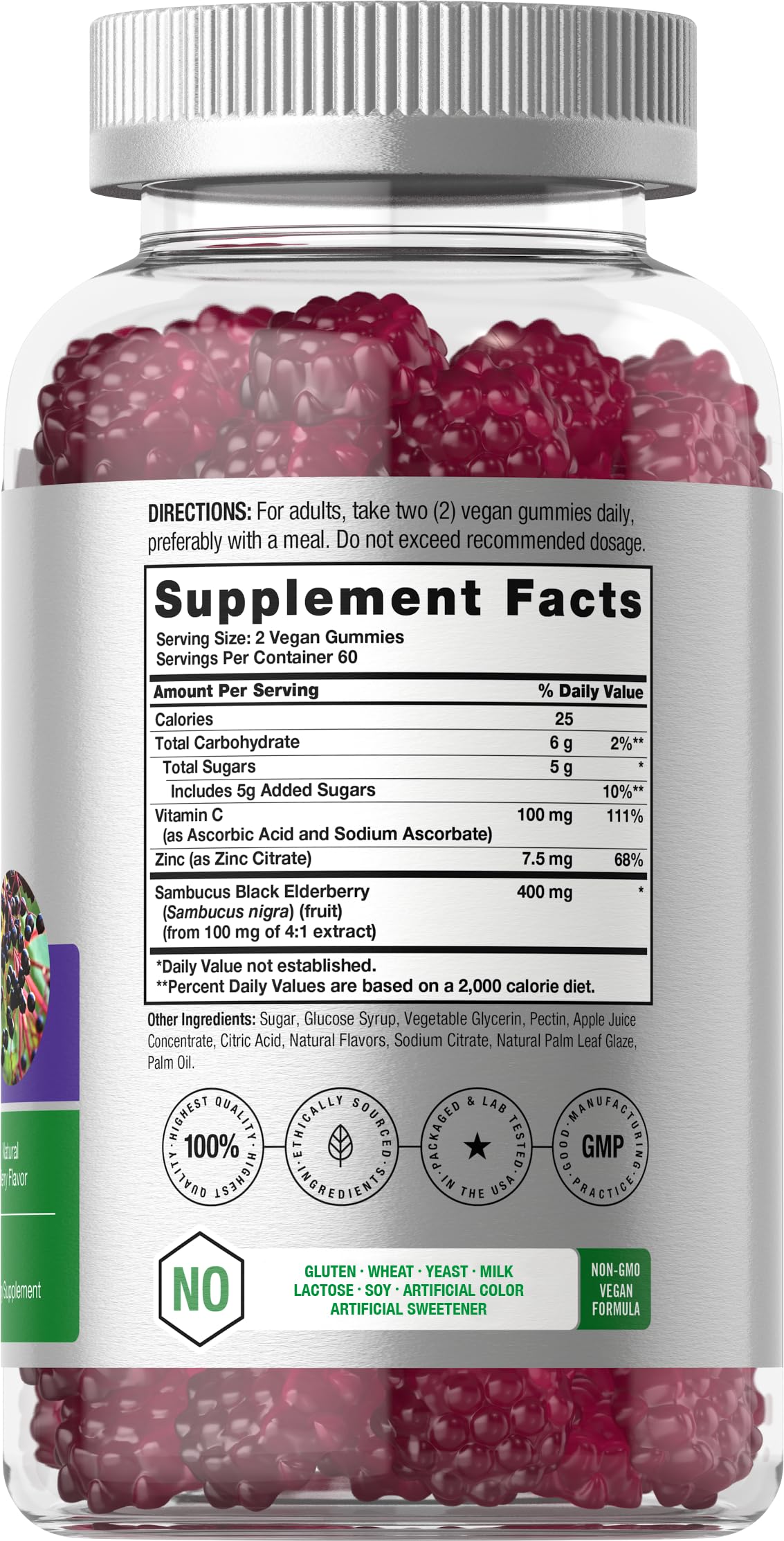 Berry flavored elderberry gummies close-up