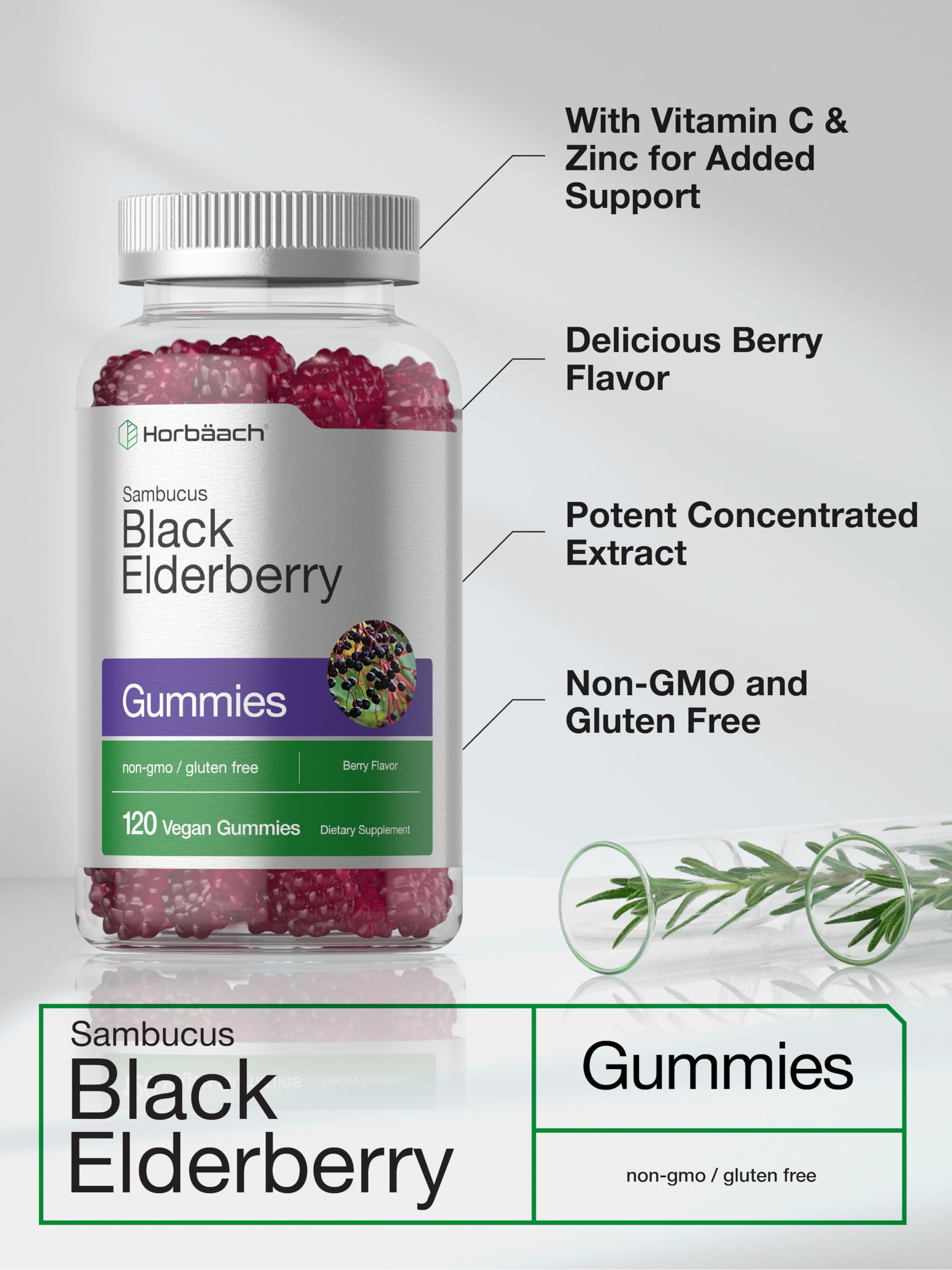Gummies with zinc and vitamin C supplement information on label