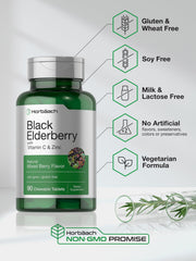 Vitamin C and Zinc icon with elderberry imagery