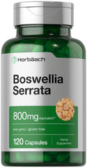 Front view of Horbaach Boswellia Serrata Extract 800mg 120-count capsules bottle