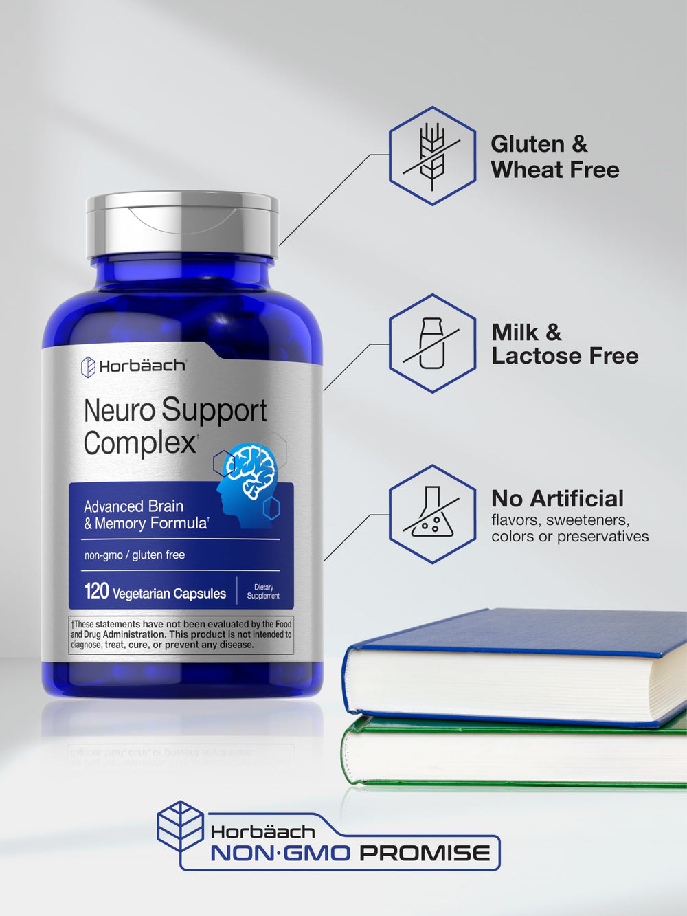 Nutrition facts panel on Horbäach Brain Supplement bottle