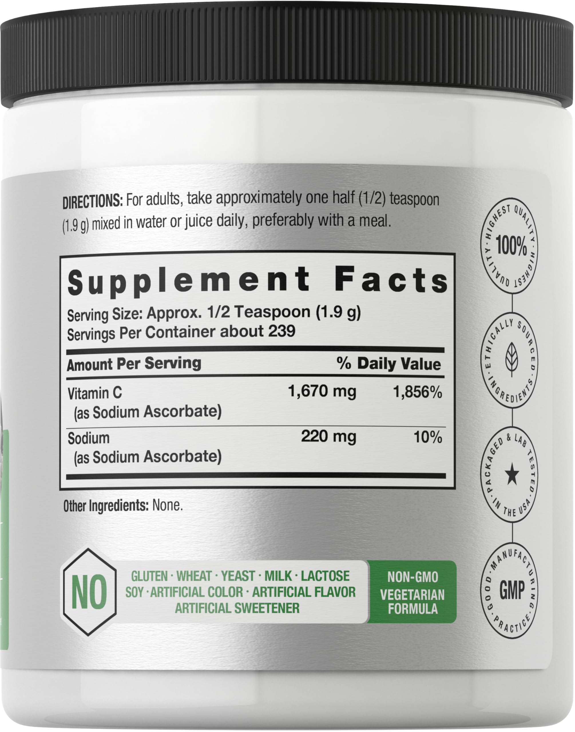 Horbäach Buffered Sodium Ascorbate Powder 16 oz bottle