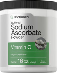 Front view of Horbäach Buffered Sodium Ascorbate Powder 16 oz