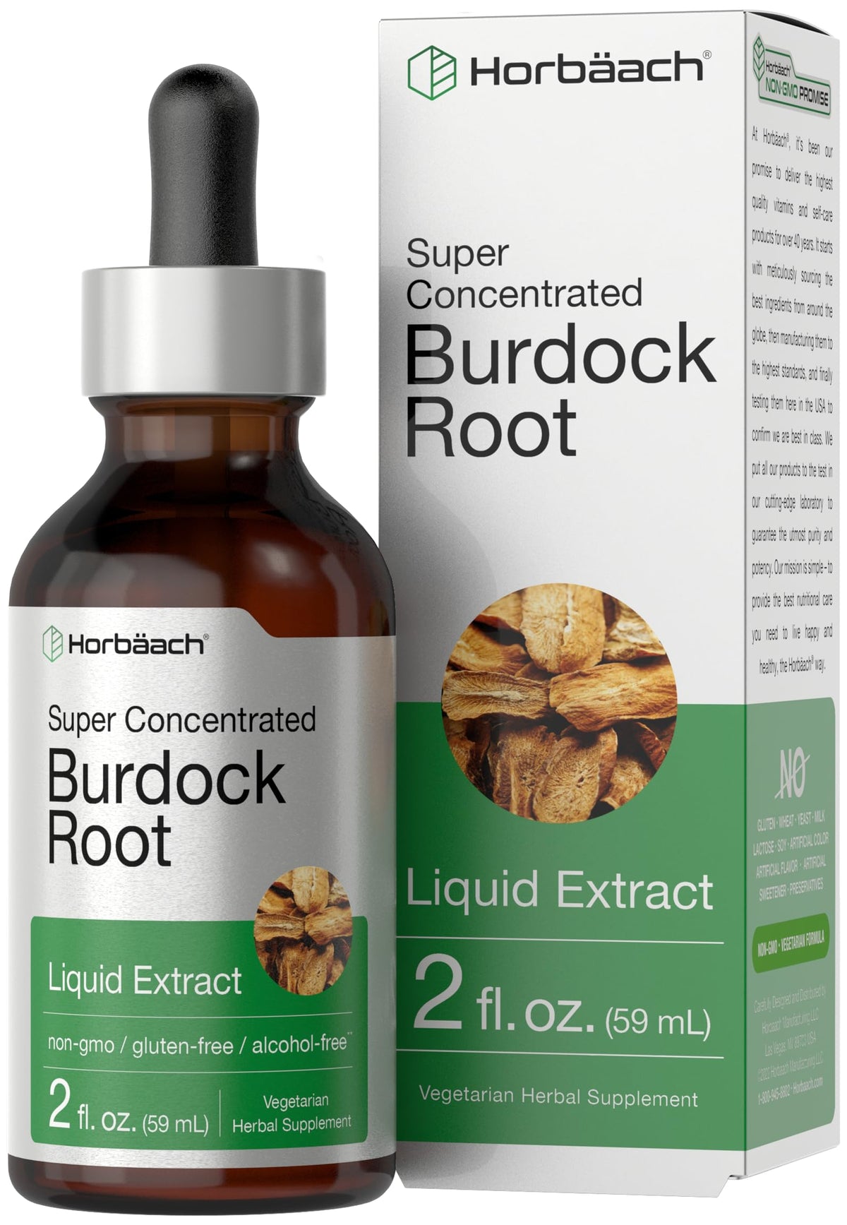 Horbaach Burdock Root Tincture bottle 2 oz – front view