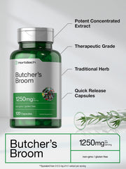 Back label of Horbaach Butchers Broom Capsules 1250mg