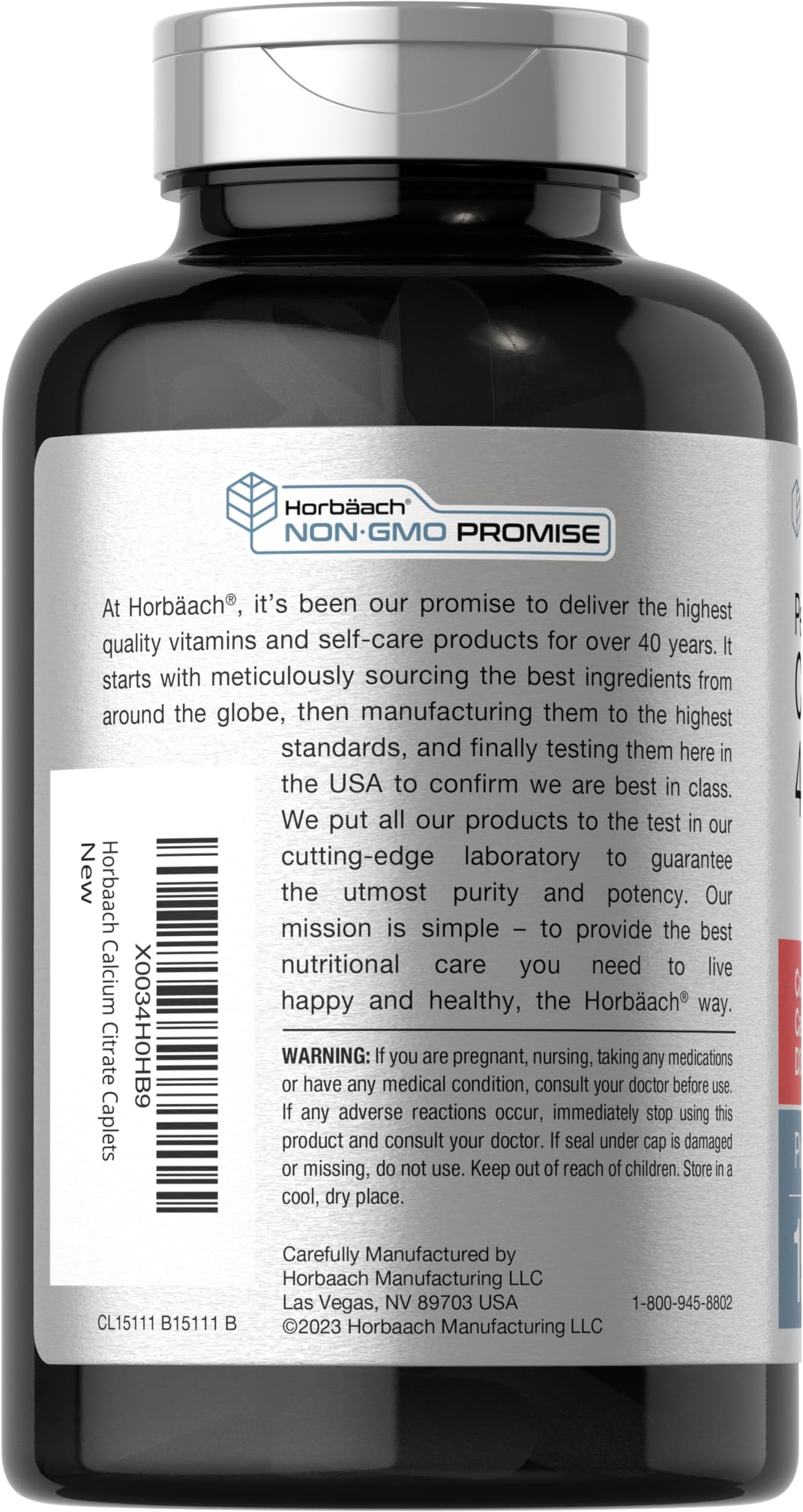 Close-up of Horbäach calcium citrate D3 coated caplets