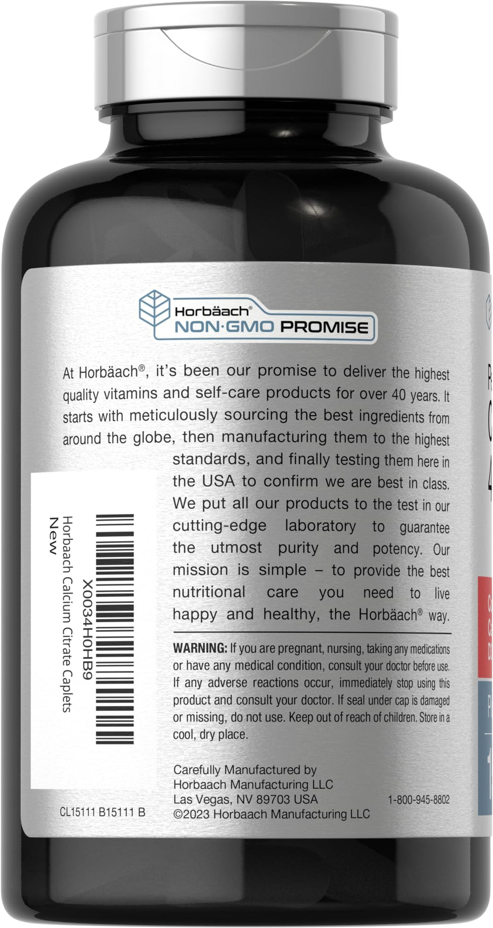 Close-up of Horbäach calcium citrate D3 coated caplets