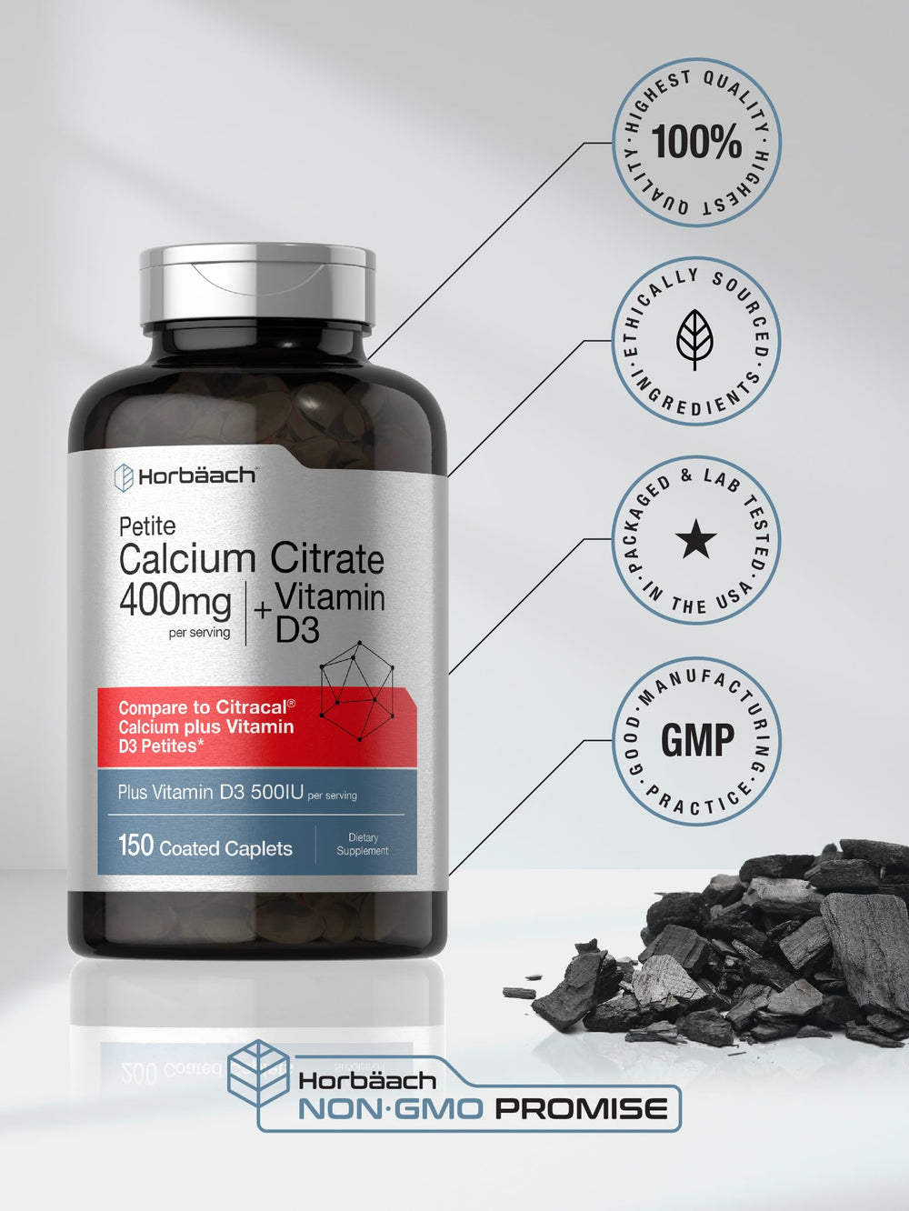 Non-GMO statement on Horbäach Calcium Citrate with D3
