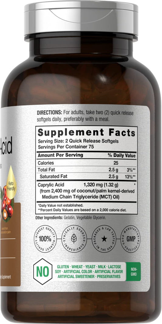 Caprylic acid softgels close-up