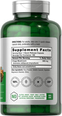 Close-up of Chaga Mushroom Capsules showing 600 mg serving