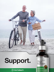 Lifestyle shot of Horbaach Chaga Mushroom Extract on a wooden surface