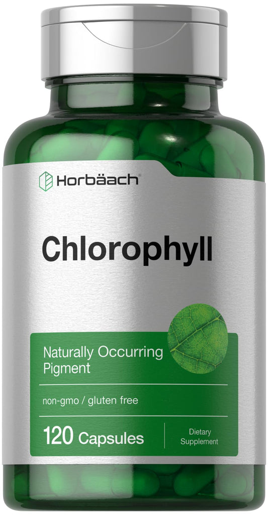 Front view of Horbaach Chlorophyll Capsules bottle (120 count)