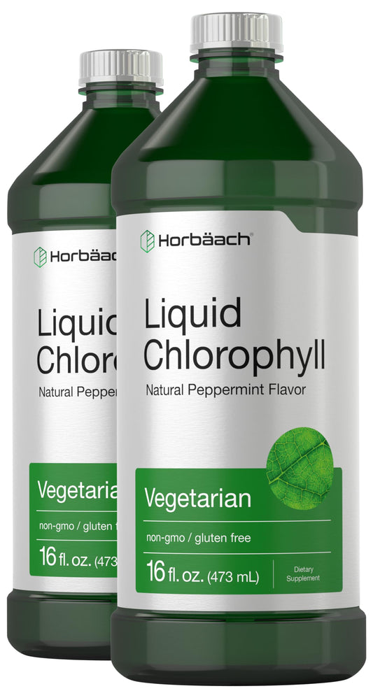 Front view of Horbaach Chlorophyll Liquid Drops 32 oz bottle