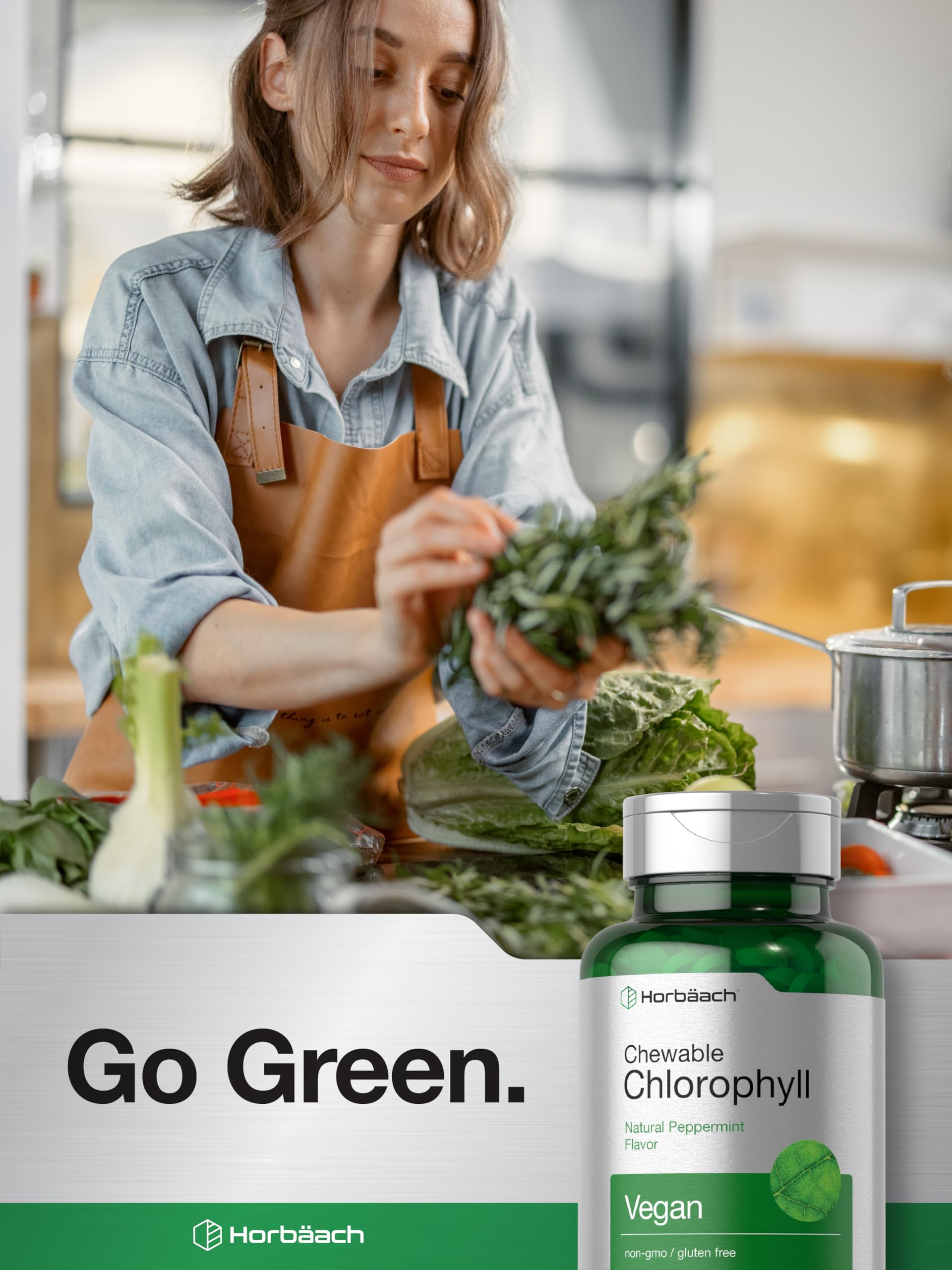 Close-up of Horbäach peppermint-flavored chlorophyll chews