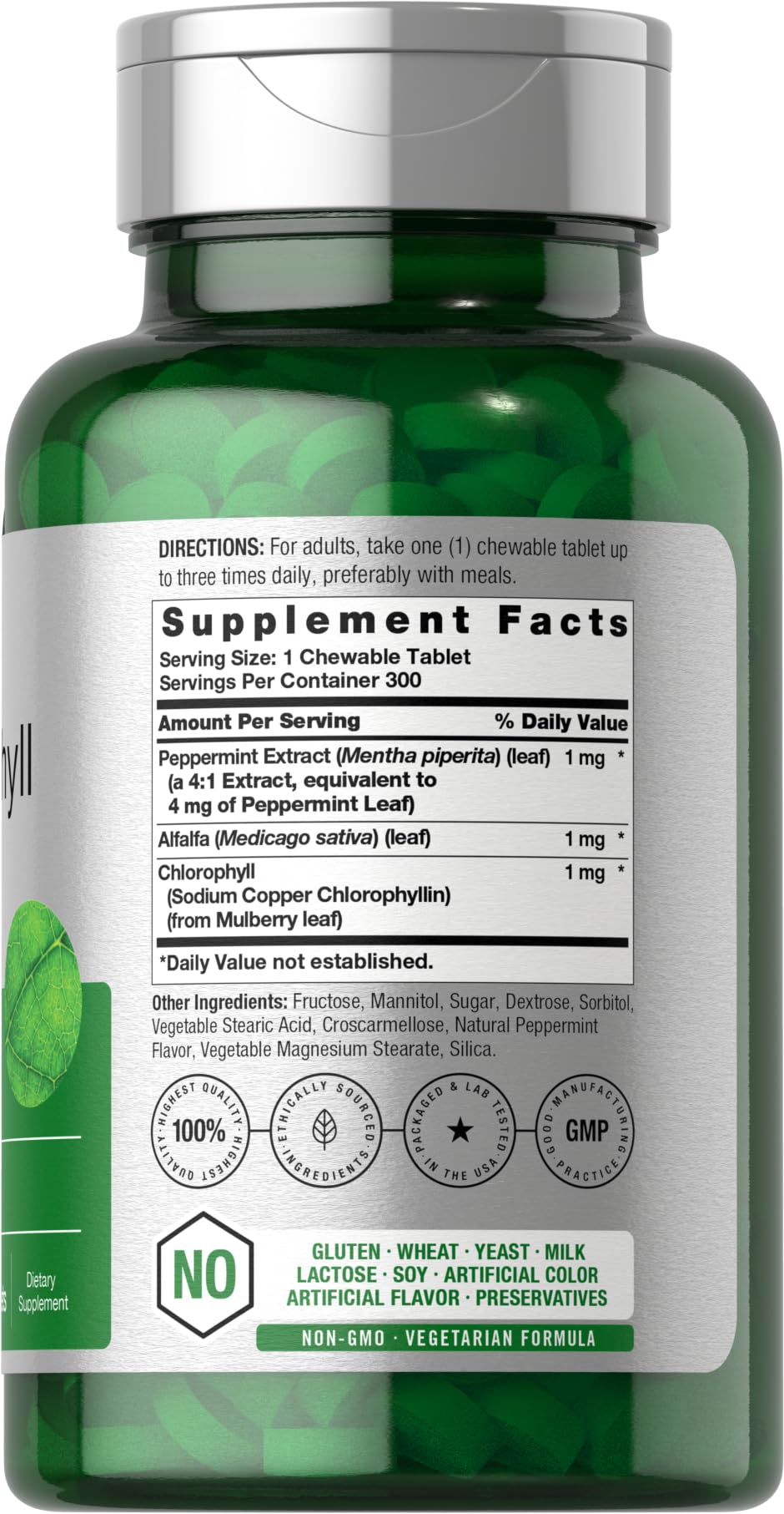 Vegan formula with alfalfa and chlorophyll on Horbäach packaging