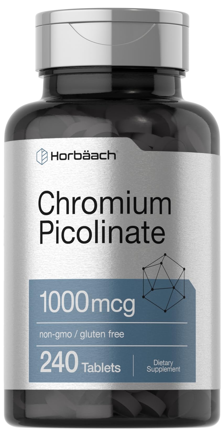 Horbaach Chromium Picolinate 1000mcg bottle - front view