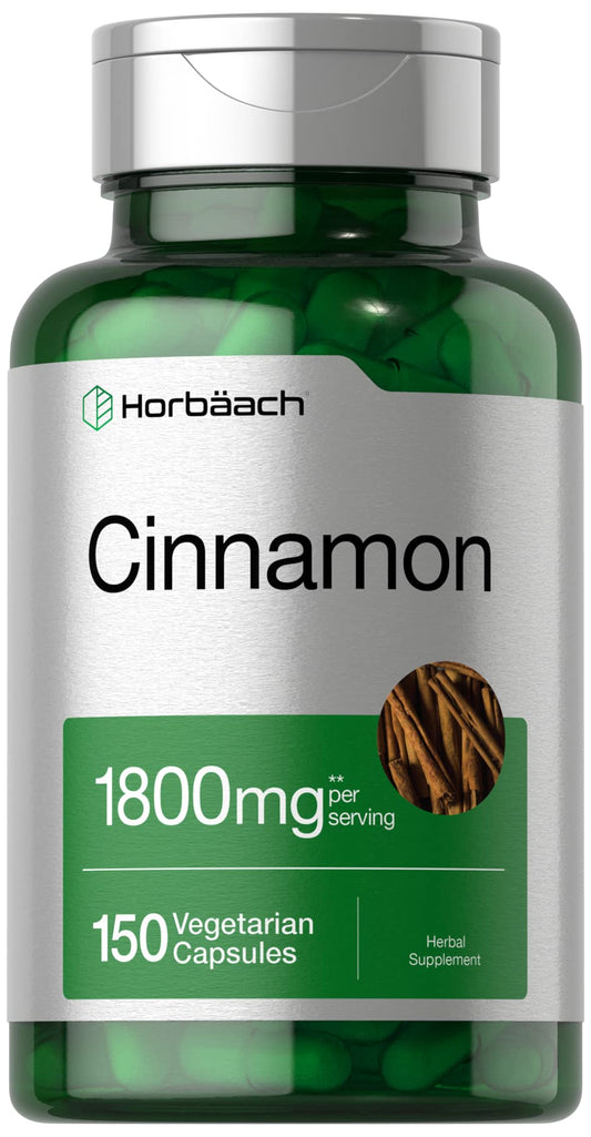 Front view of Horbäach Cinnamon Capsules 1800mg bottle