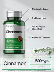 Close-up of Horbäach Cinnamon Capsules bottle label