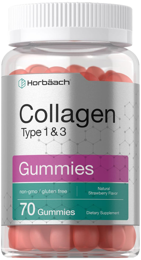 Horbäach Collagen Gummies strawberry front view - 70 count
