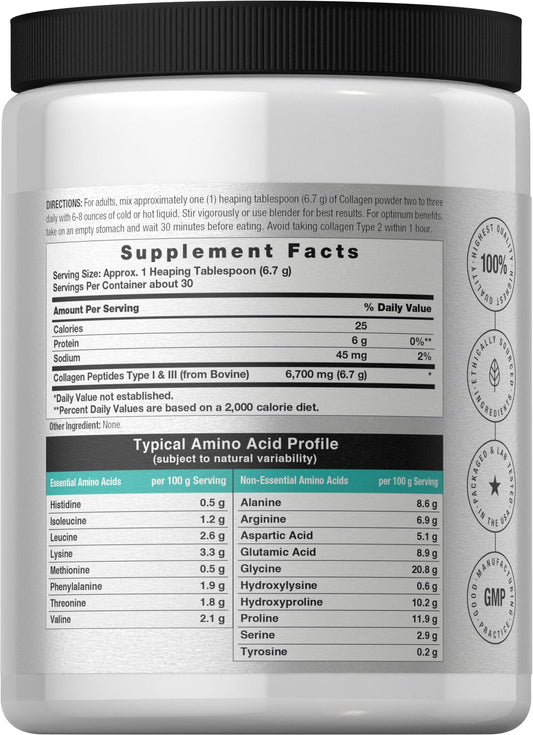 Side view of Horbäach Collagen Peptides Powder 7oz bottle