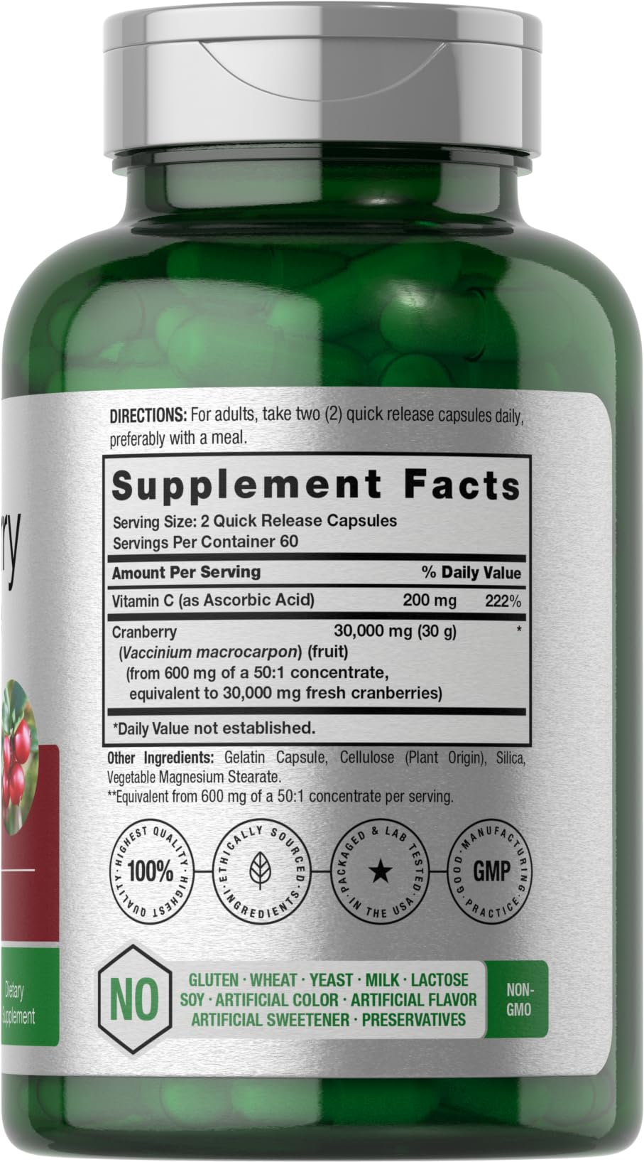 Close-up of Horbäach Cranberry Concentrate Pills bottle