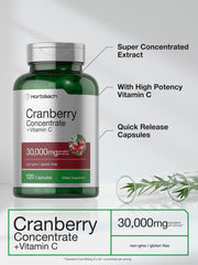 Cranberry Concentrate label showing 30,000 mg per serving and 200 mg Vitamin C